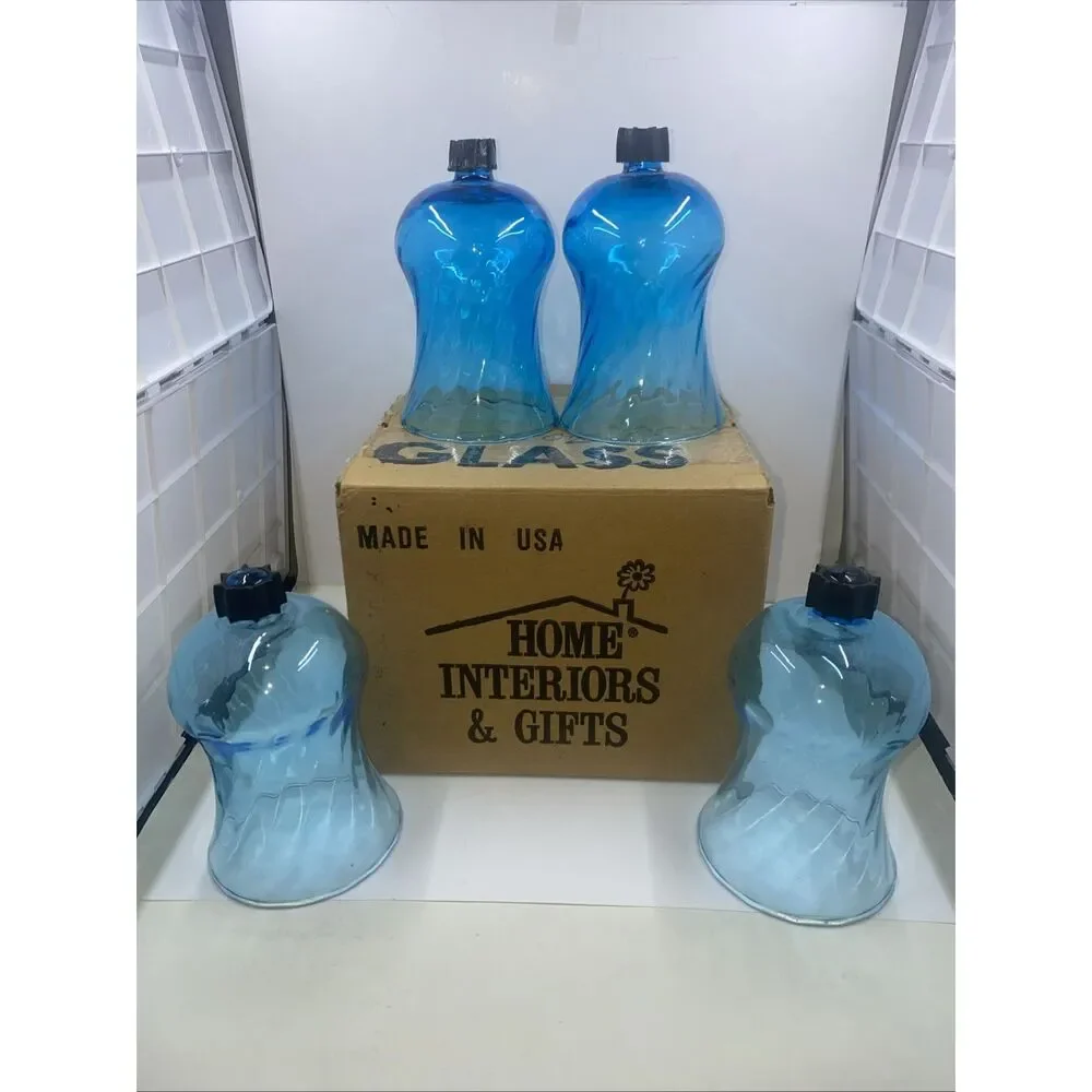 HOME INTERIOR, 1162- Blue votive with Grommet, Honey Comb pattern,  Set Of 4